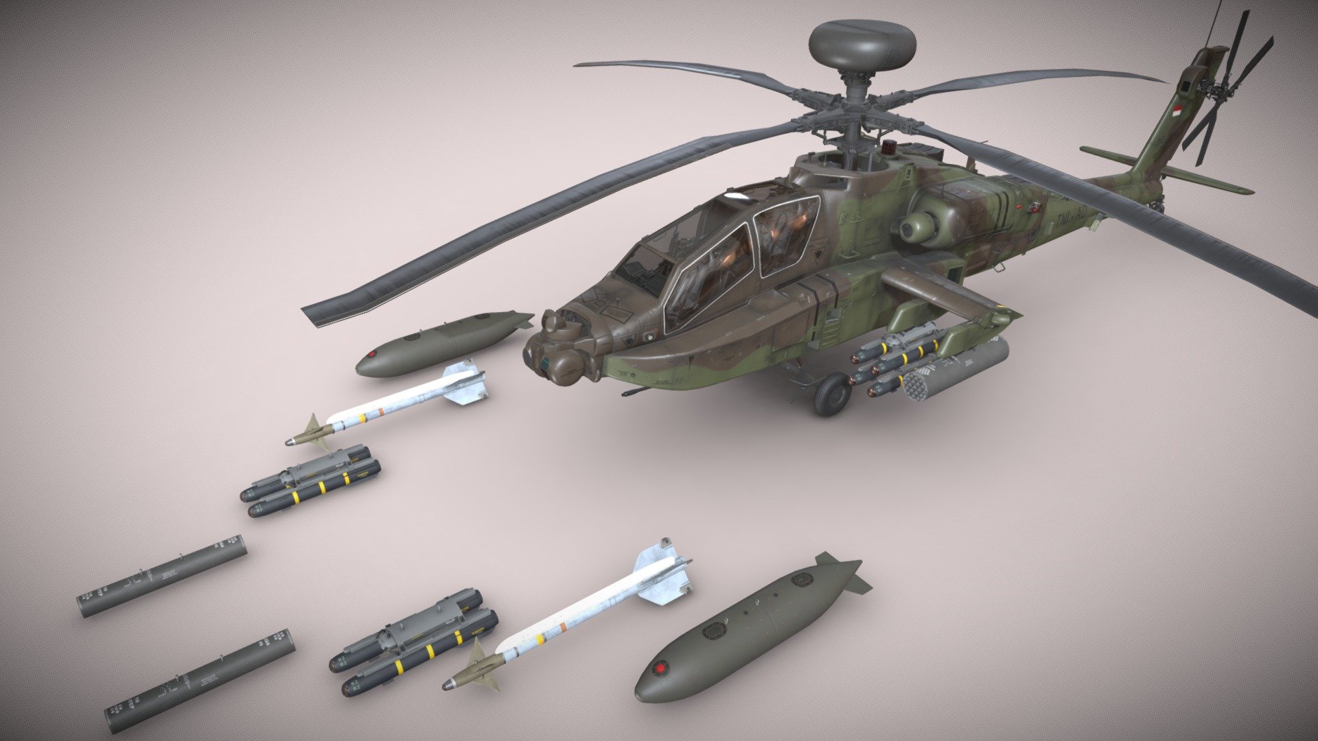 Apache AH-64E Guardian Indonesia Static 3d model