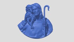 Jesus The Good Shepherd Pendant 3D Print