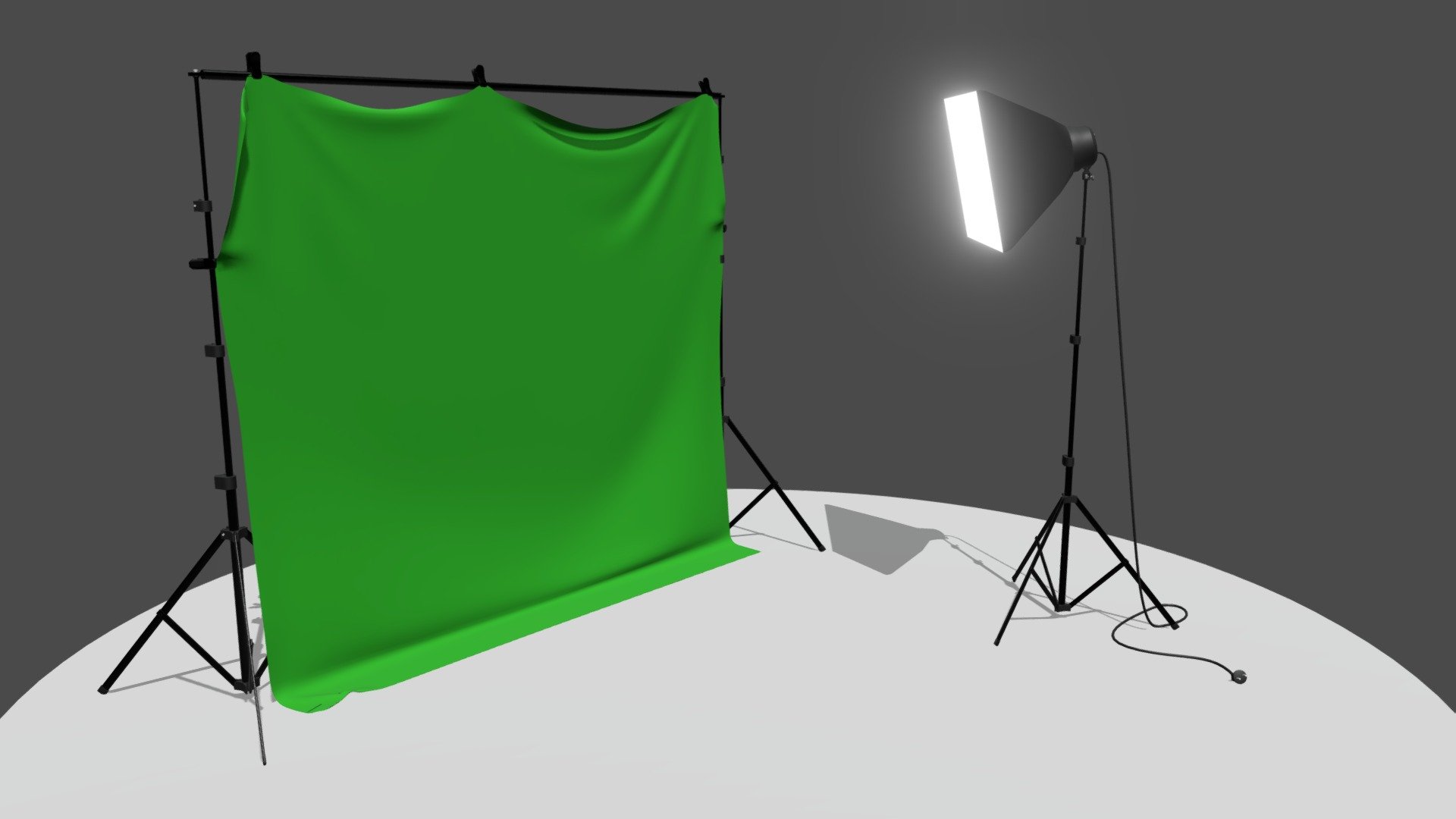 Green screen studio with a softbox 3d model