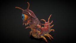 Oculon, Centipede Monster, Rigged and Animated