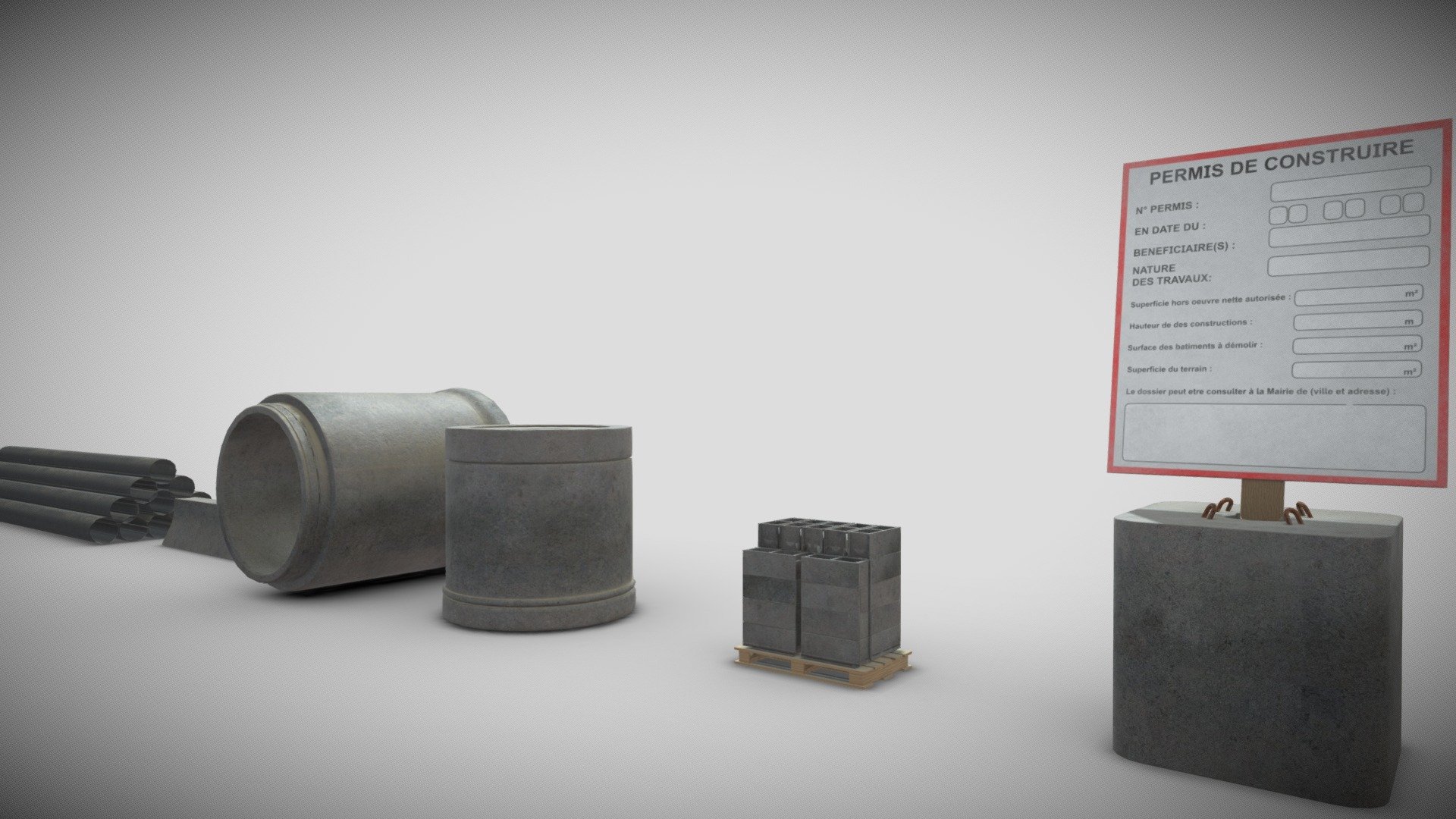 Construction site elements pack 3d model