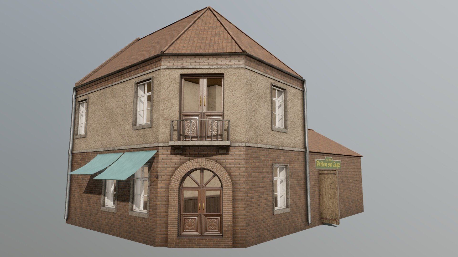 WW1 Street Corner House 3d model