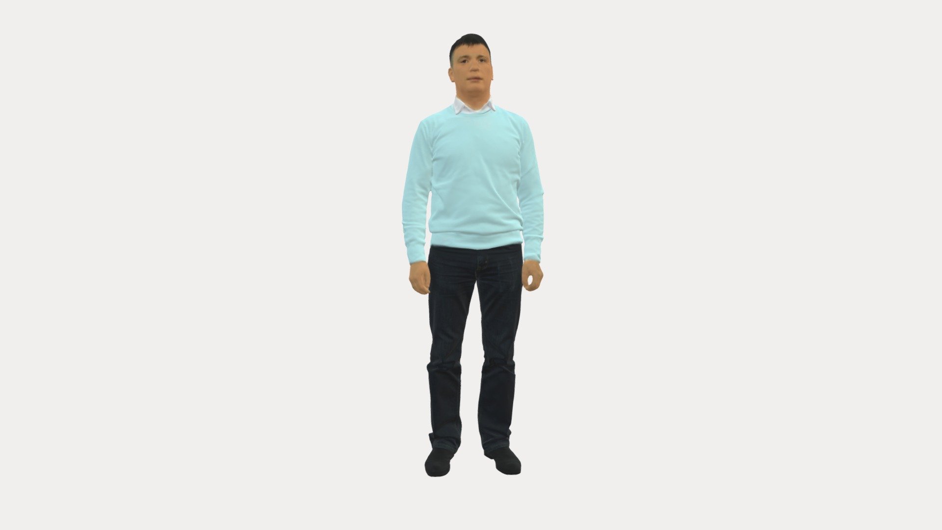 Man In Jeans Blue Sweater 0534 3d model