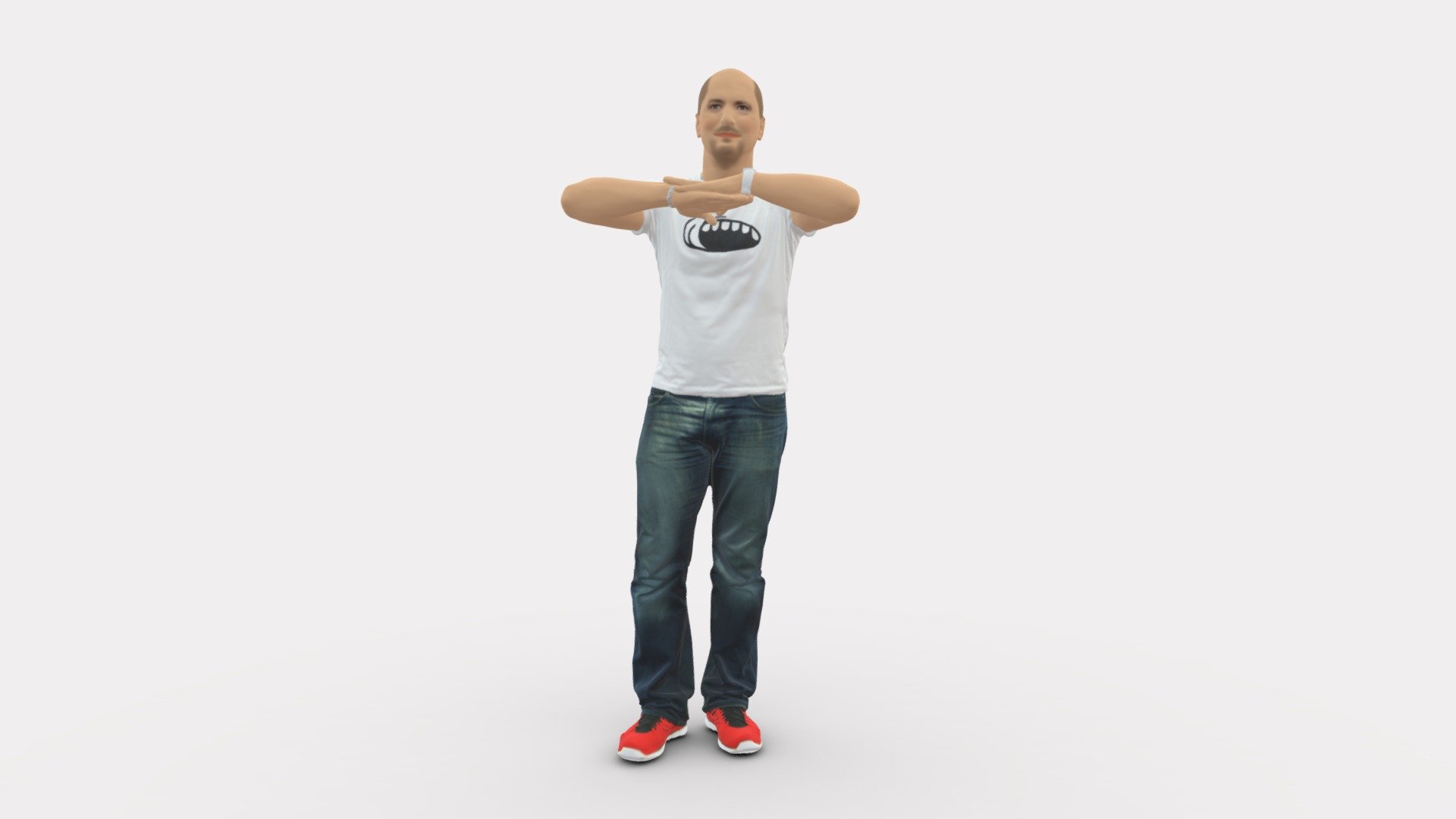 Man In Whit Shirt Red Shoes 0776 3d model