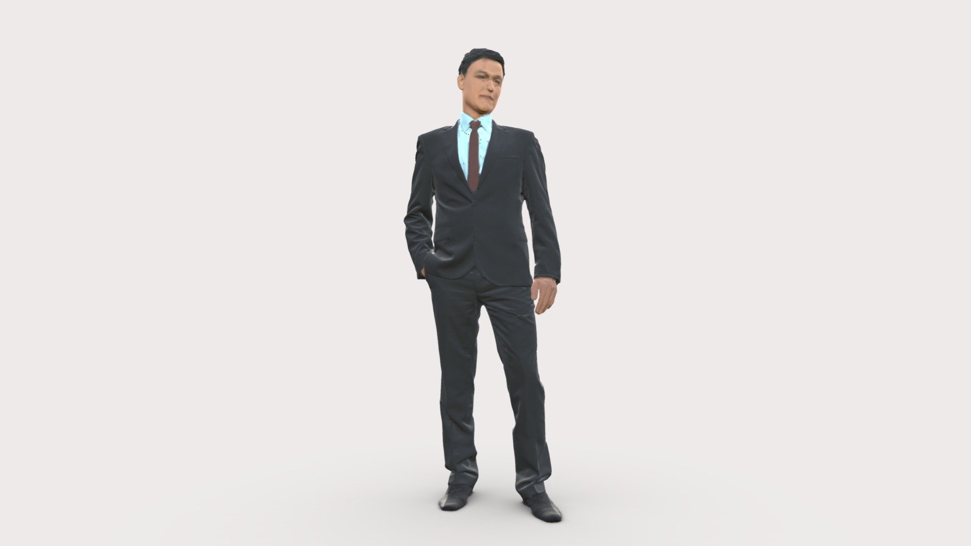 Young man suit with brown tie 0635 3d model