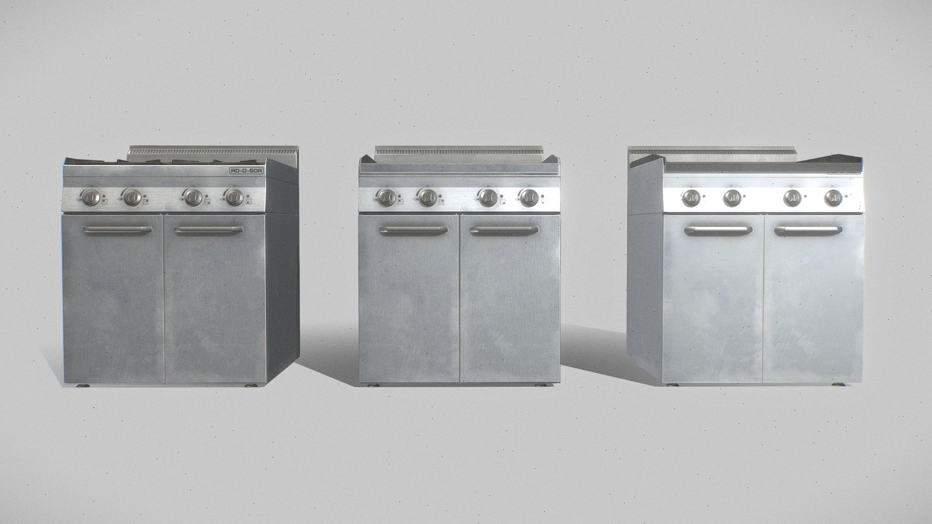 Restaurant Kitchen Stove Grill Pack 3d model