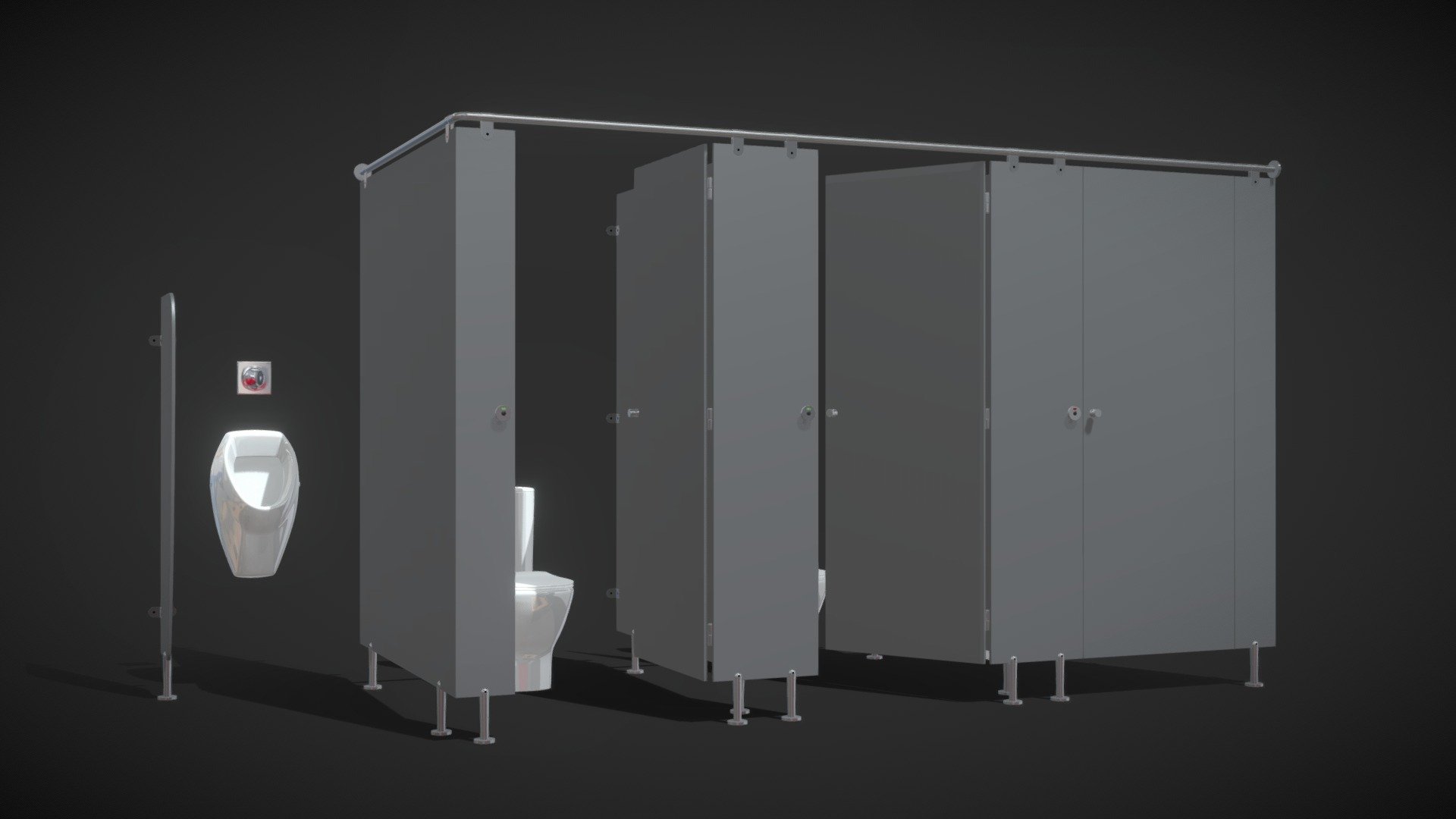 Sanitary partitions for public toilets Funder 1 3d model