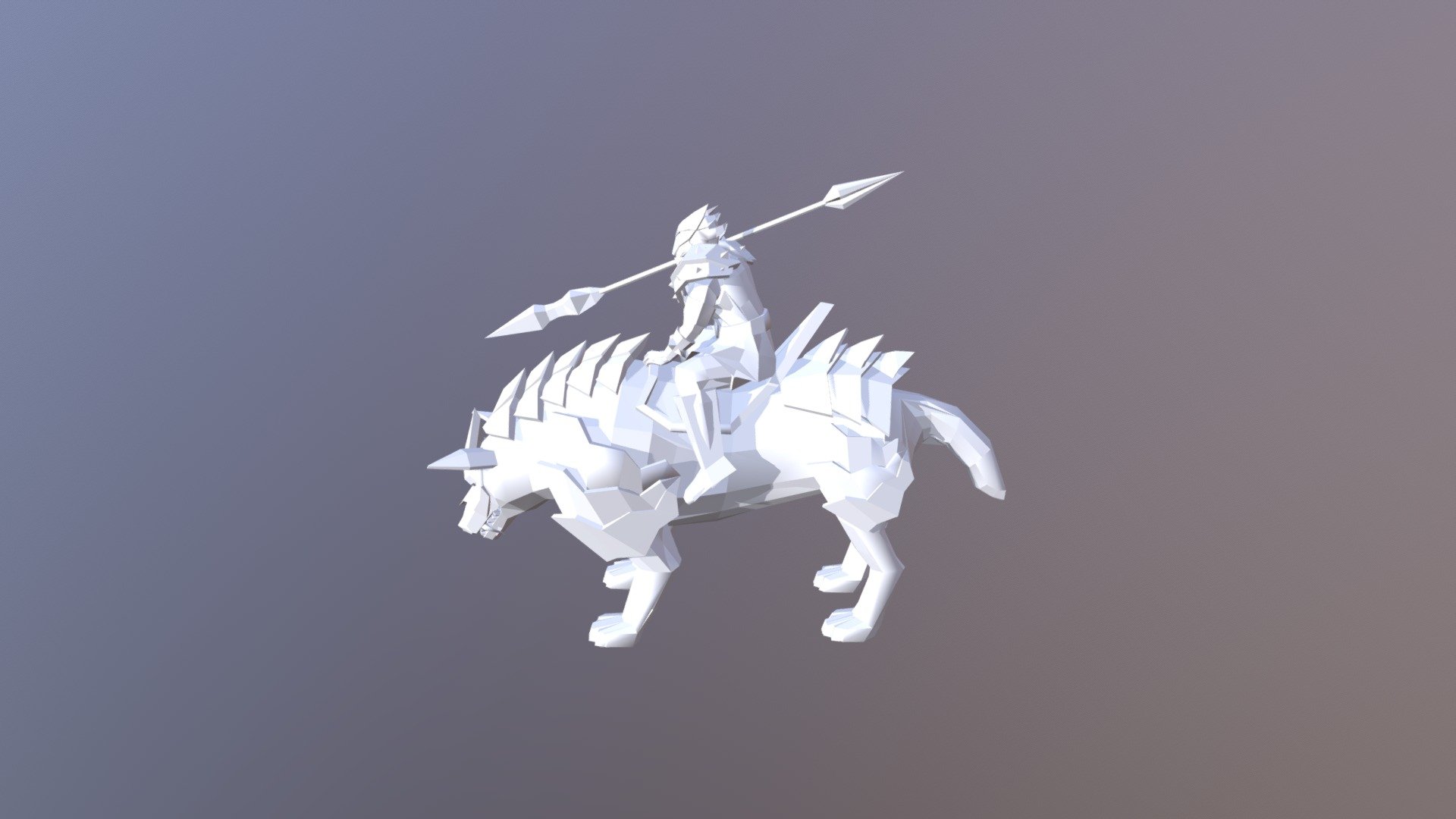 Low Poly Wolf Rider 3d model