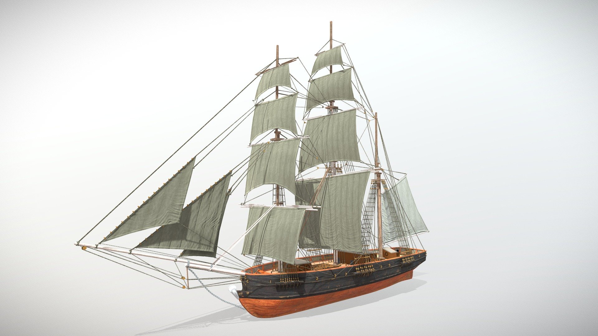 Sailing ship Hioma 3d model