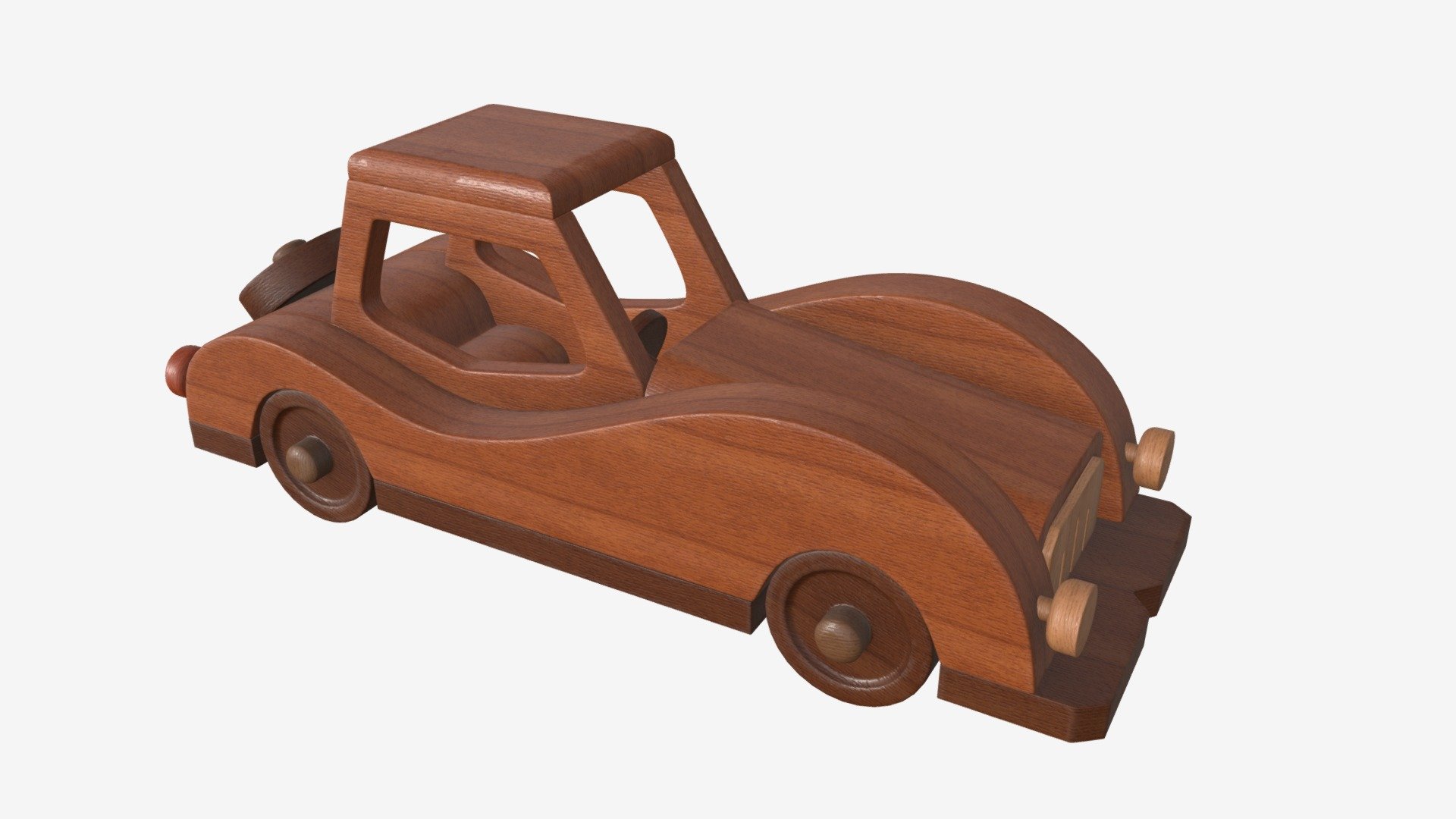 Retro wooden toy car 3d model