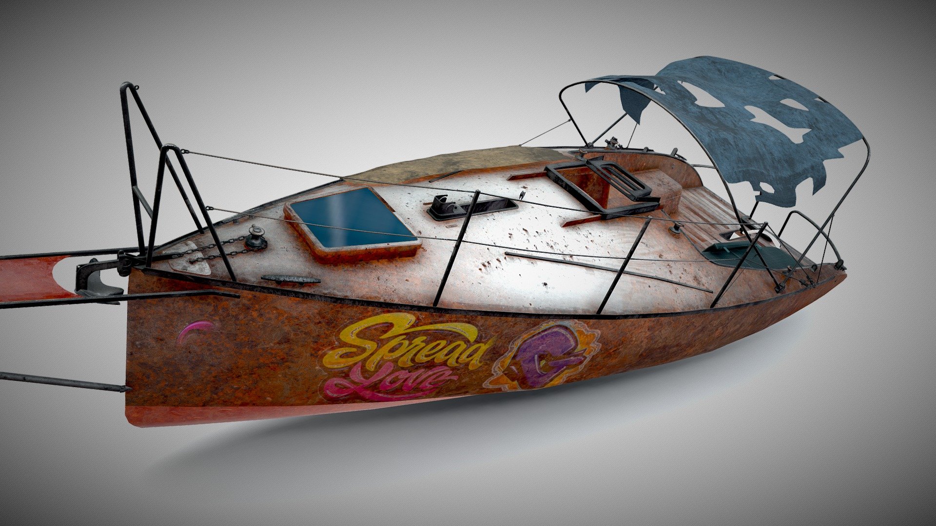 Abandoned small sailboat 3d model