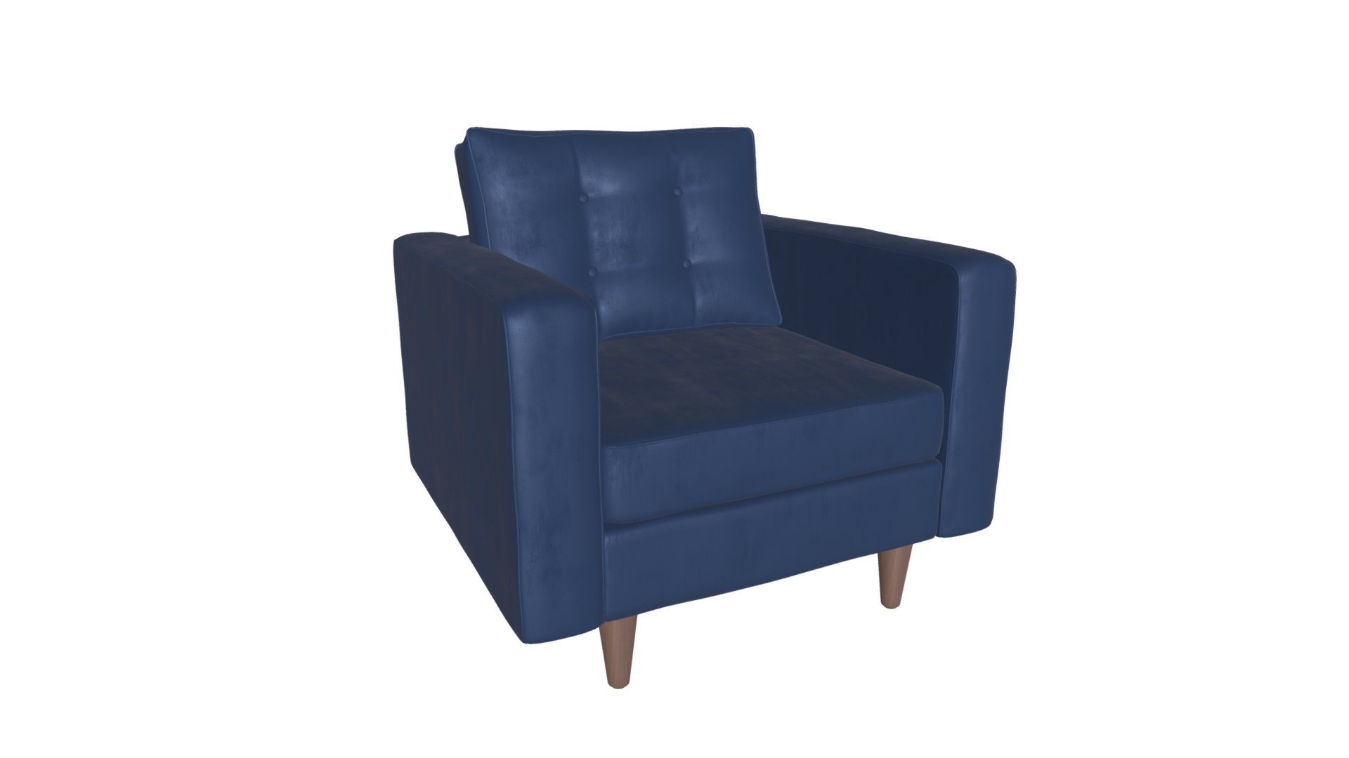 Puget Arm Chair Dark Blue Velvet 3d model