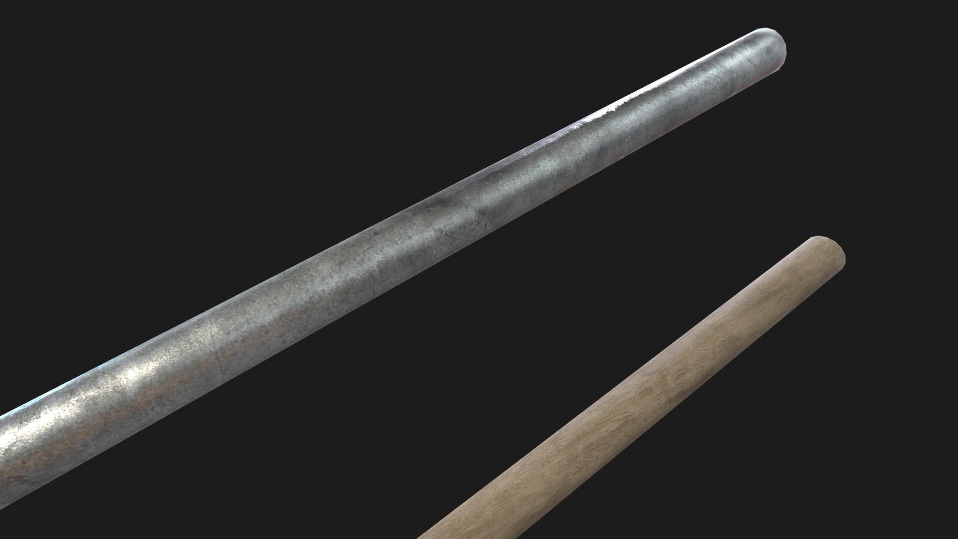 Fighting Sticks PBR Game Ready Low Poly 3d model