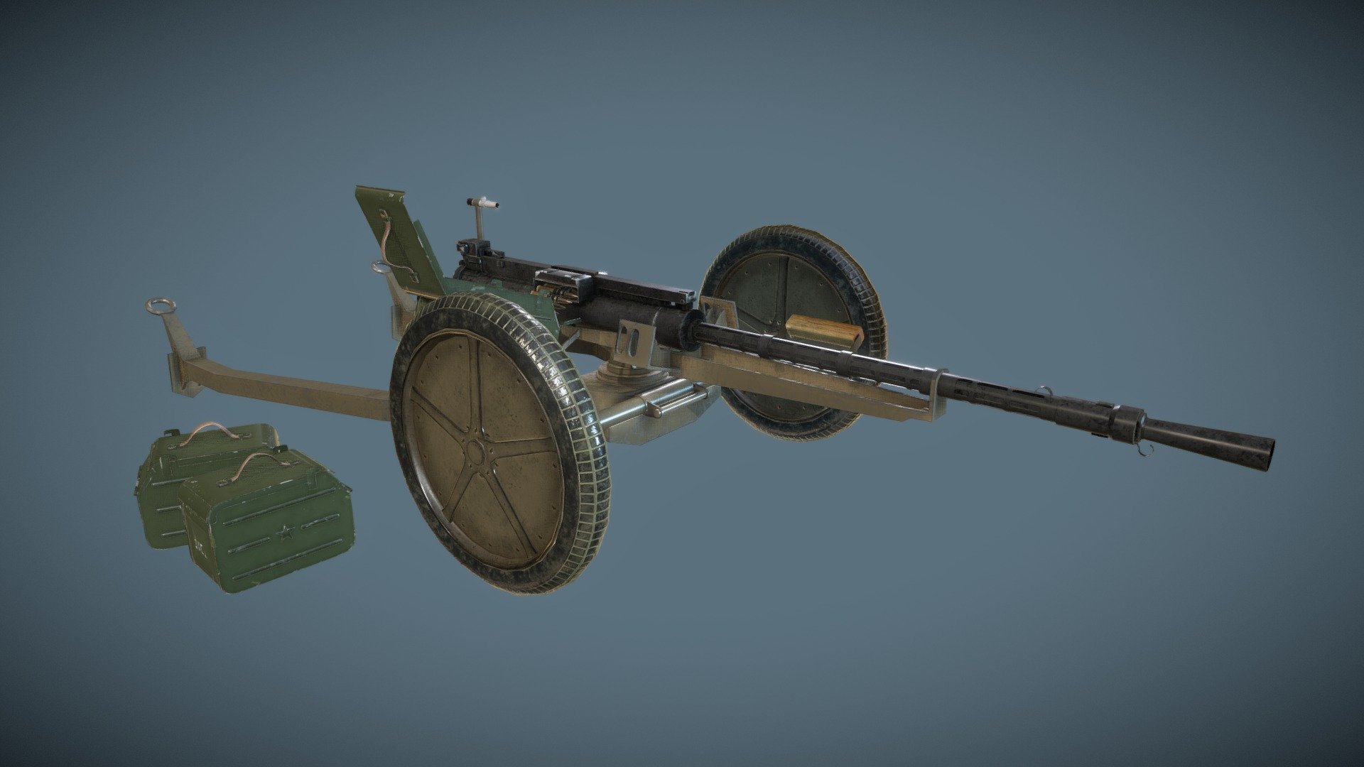 KPV  14.5 heavy machine gun 3d model