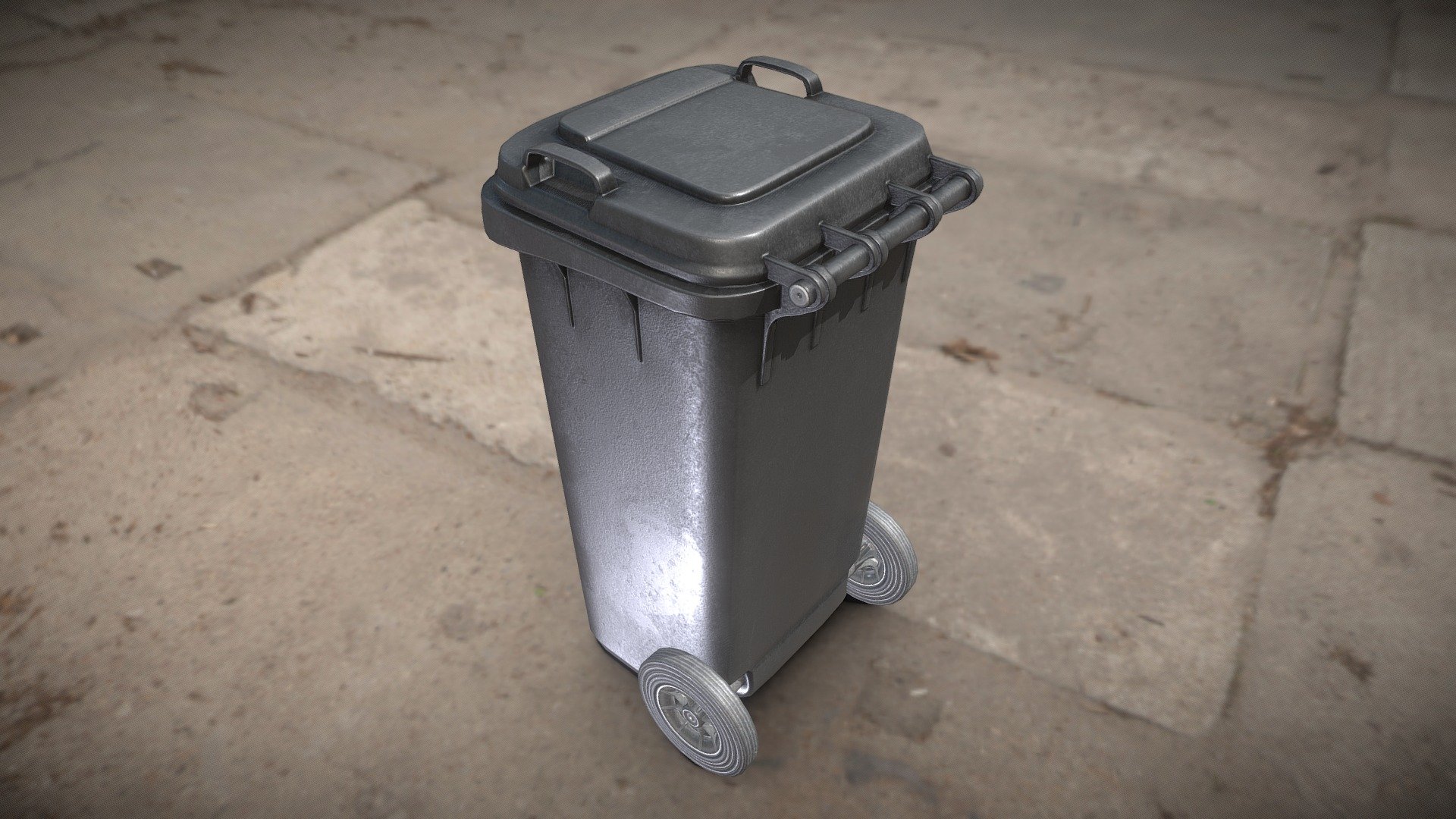 Black Plastic Waste Bin 120 Liters 945x393x480 3d model