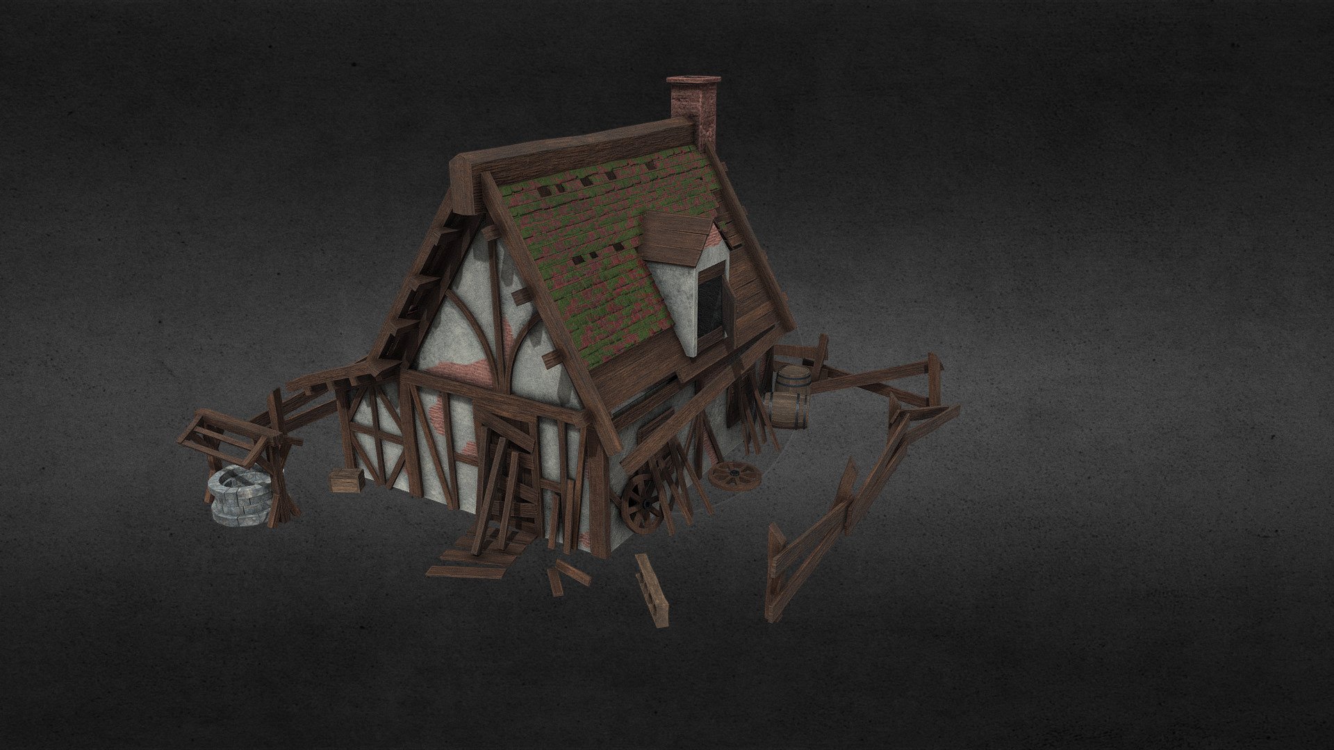 Broken Medieval House 3d model