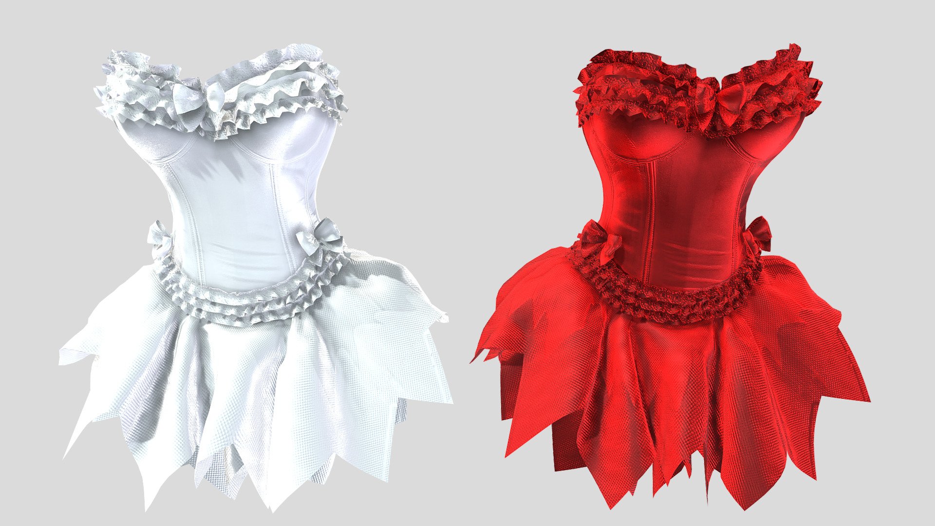 Female Bridal Corset Tutu Dress 3d model