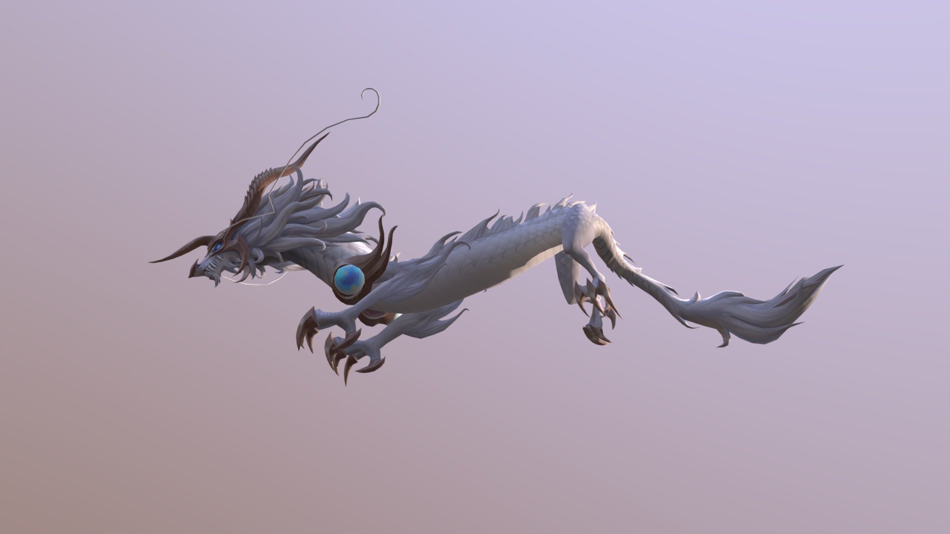 Low Poly Dragon White 3d model