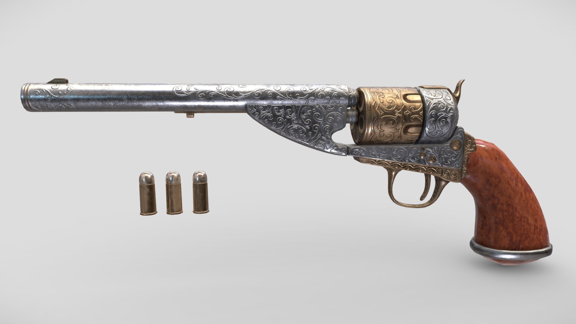 Ornamented Revolver 3d model