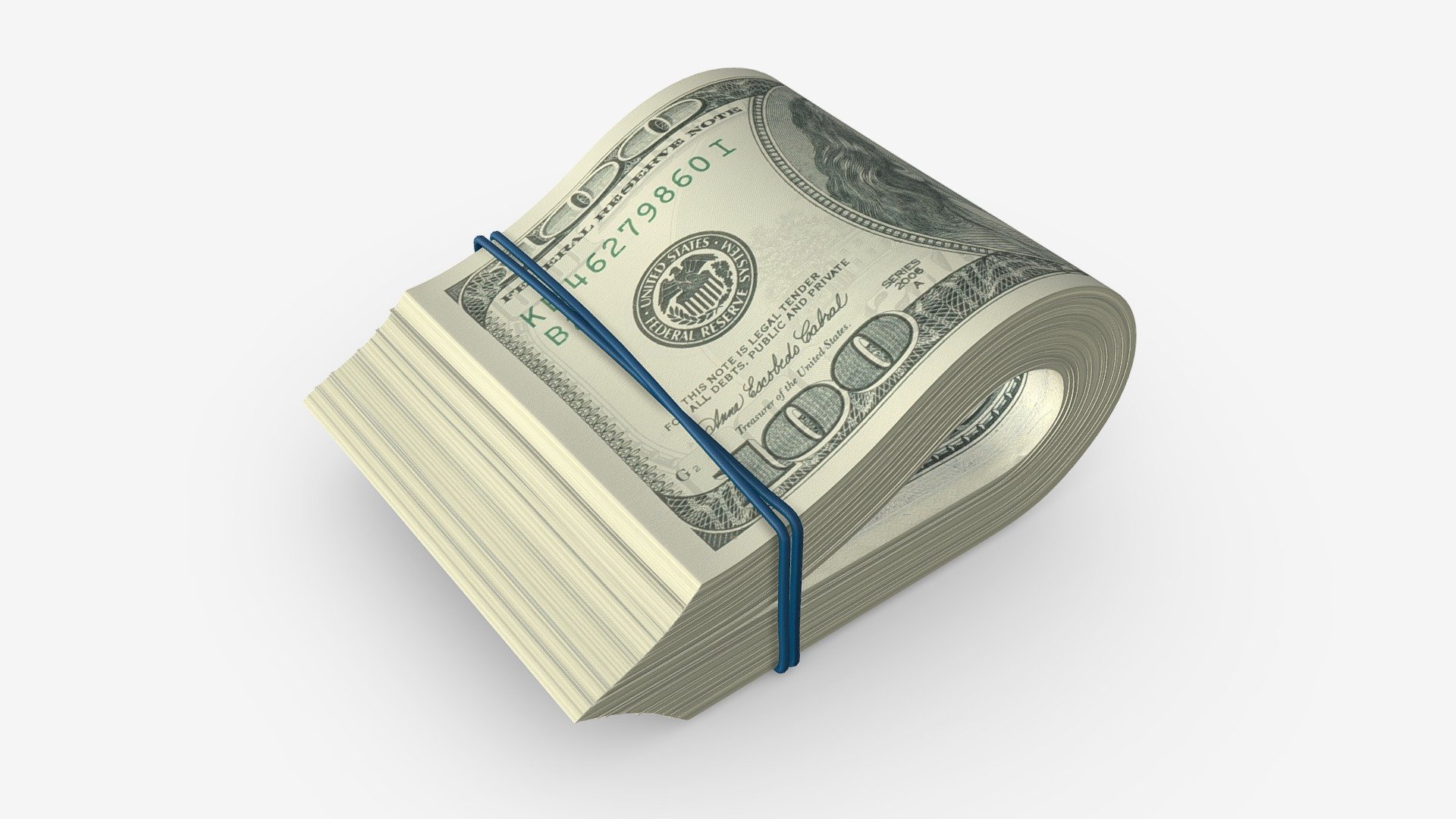 American dollars folded and tied 01 3d model