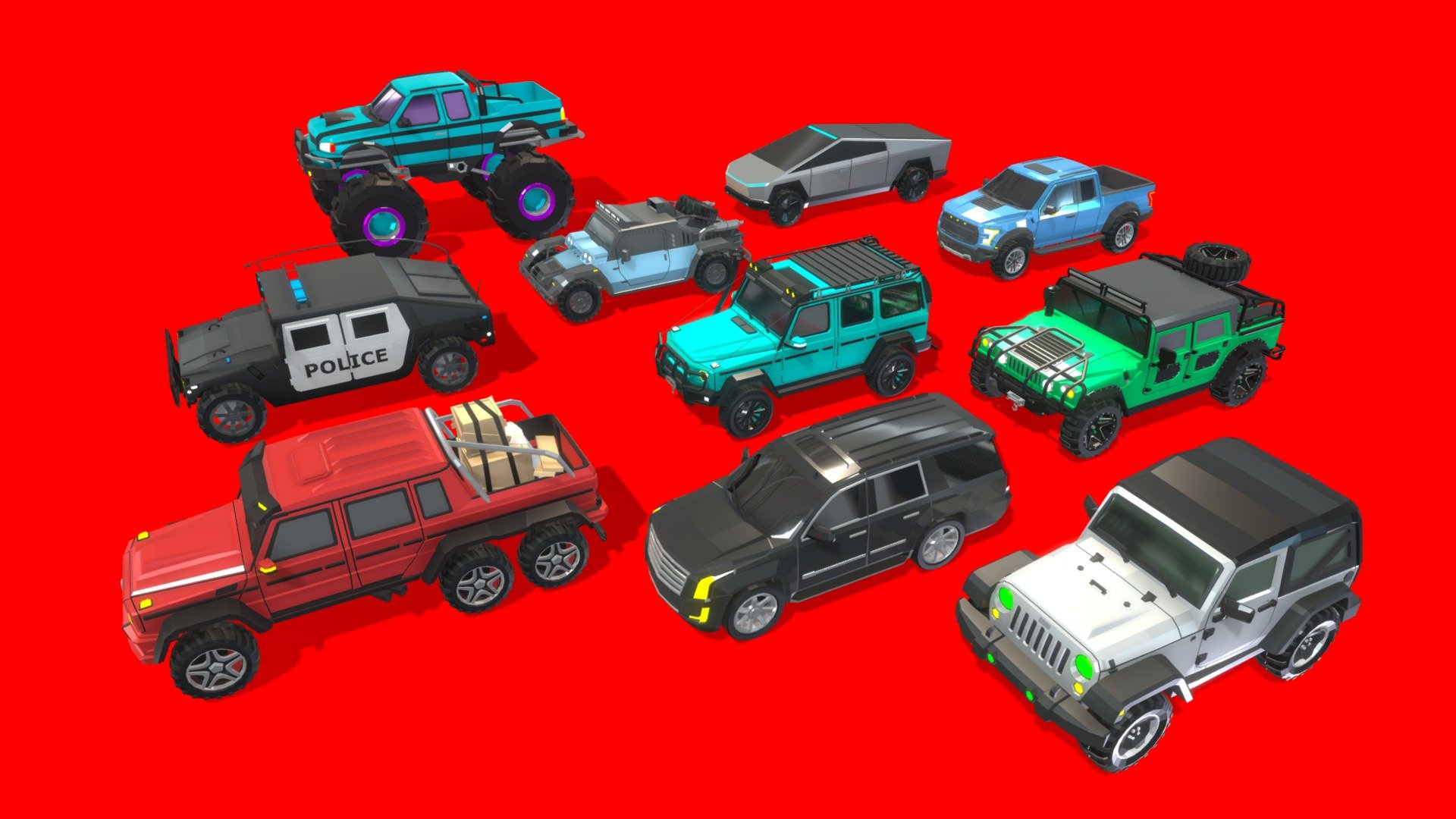 Hyper Casual SUVs Pack 3d model