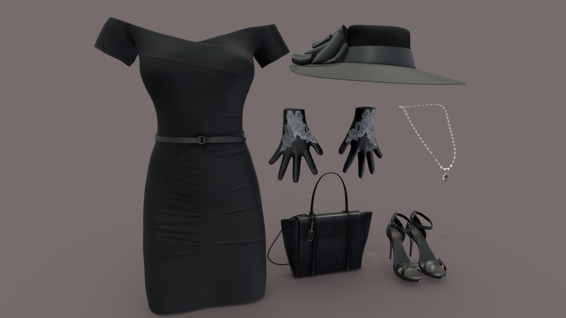 SAVE! Beverly Hills Stepmom Black Outfit 3d model