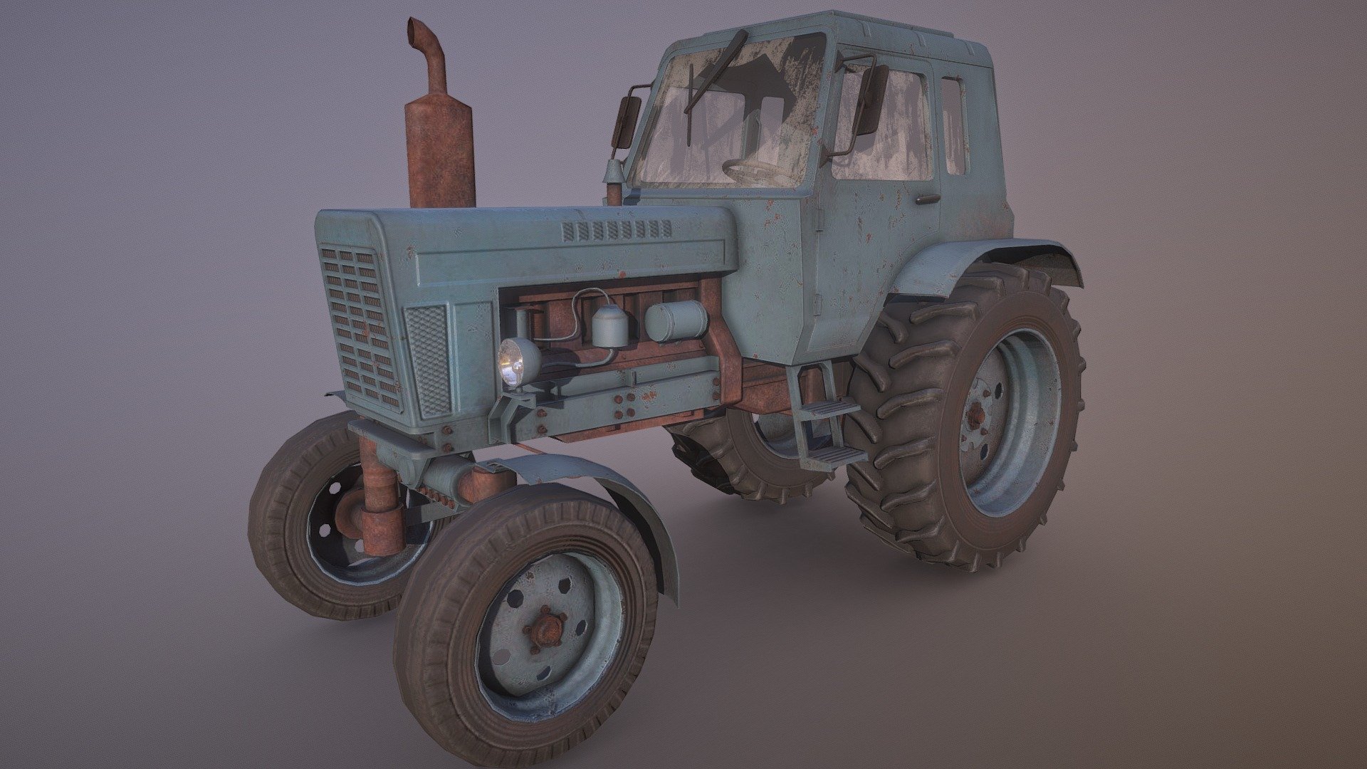 Tractor MTZ-80 Game Ready 3d model