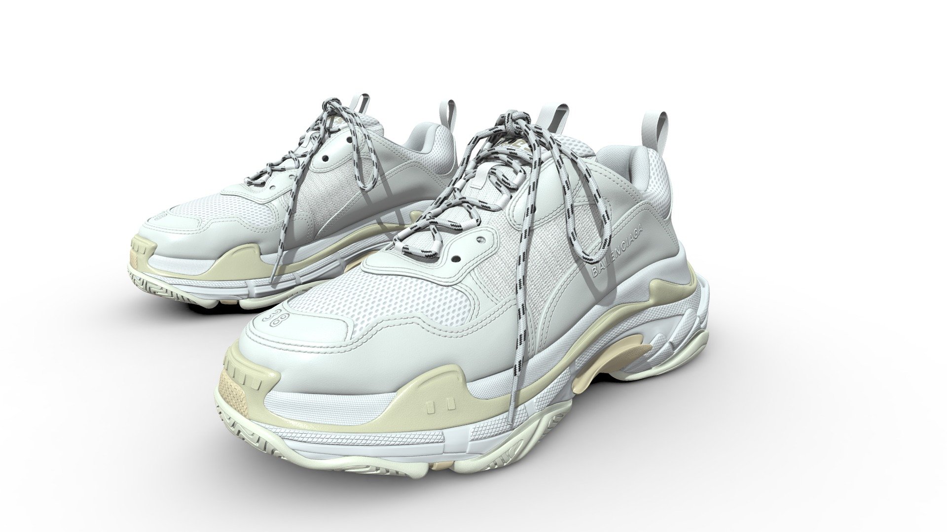 balenciaga triple s in of white 3d model