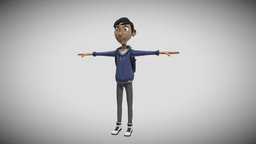 School Boy Cartoon Character Lowpoly