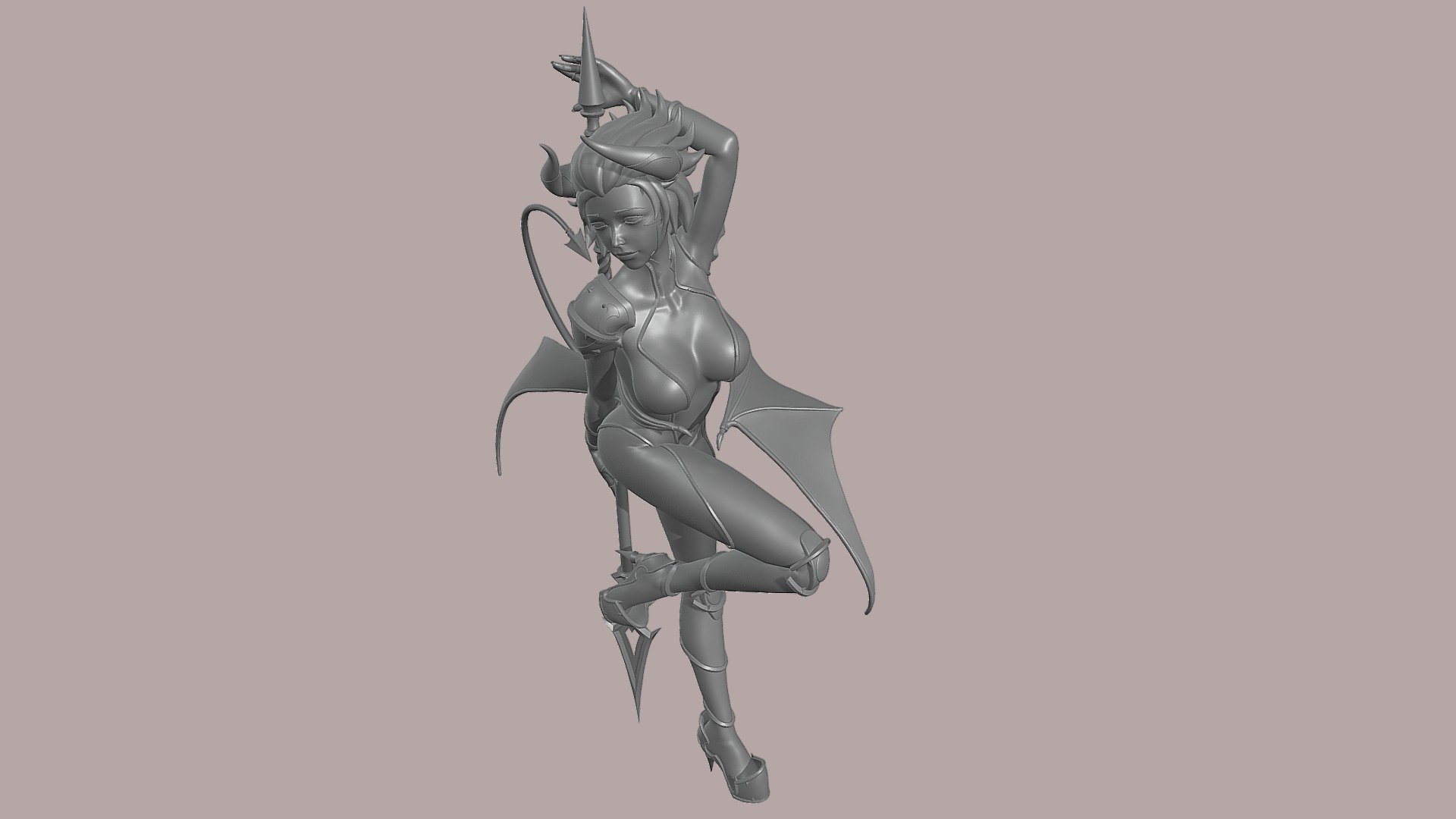 S00020 Succubus with a spear 3d model