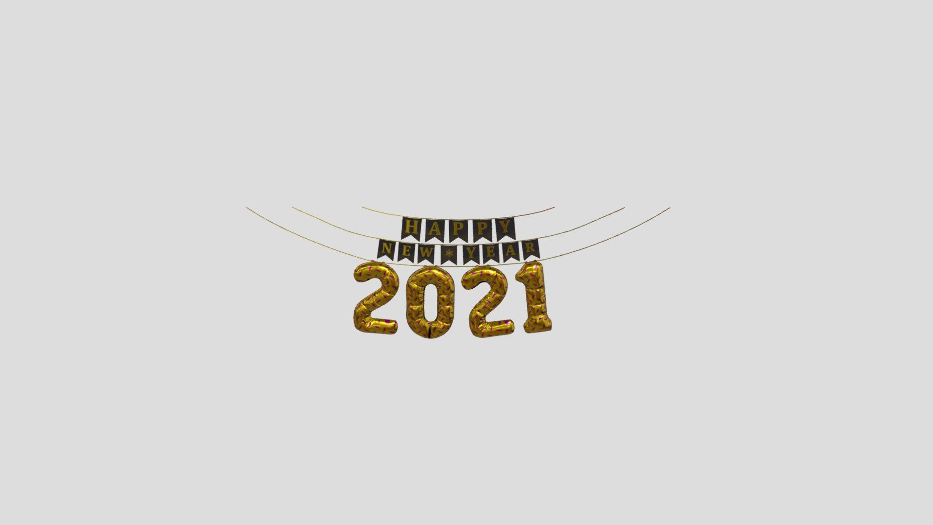 "Happy New Year 2021!" Banner 3d model