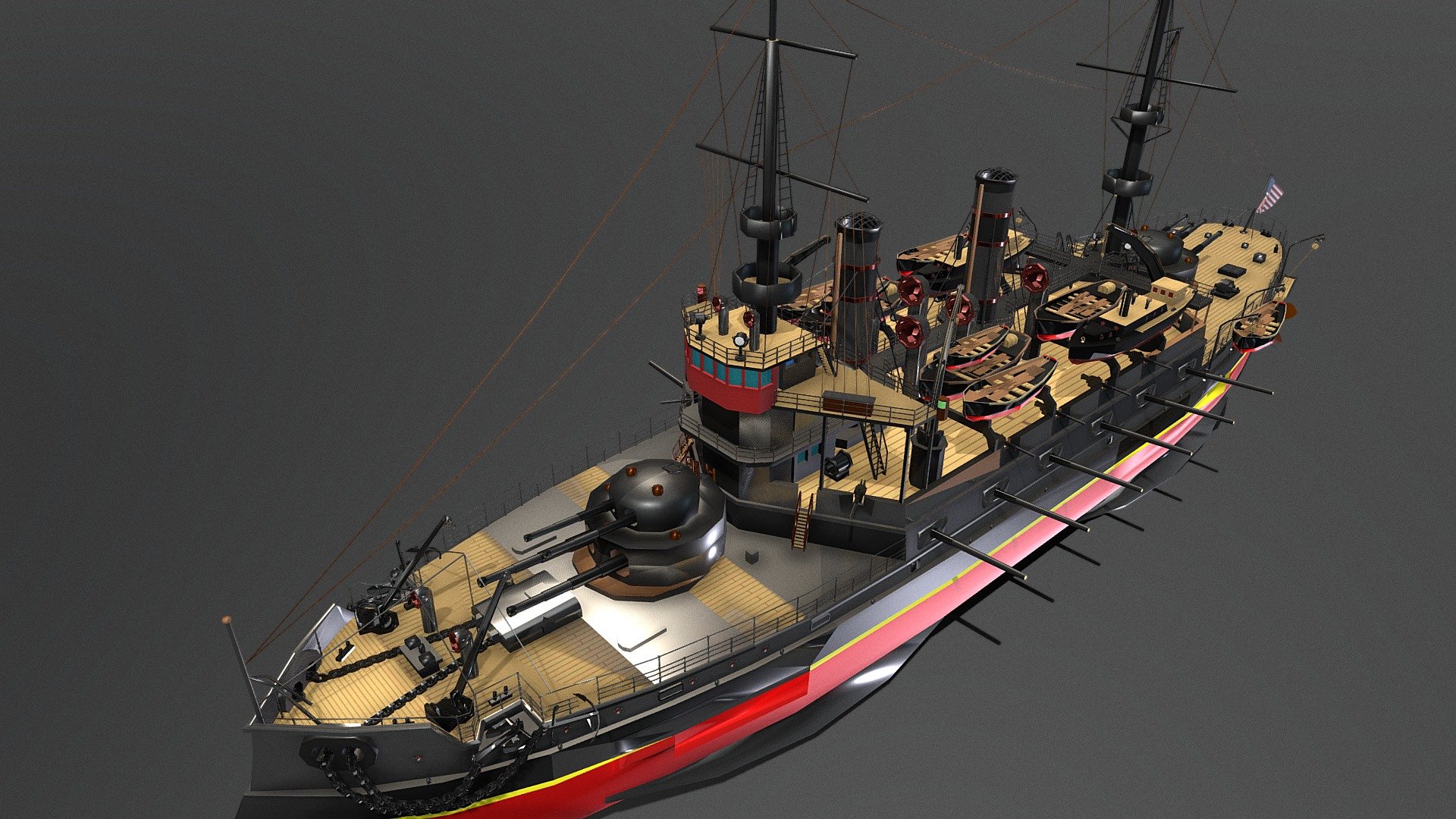 US NAVY 1891 Standard Battleship 3d model