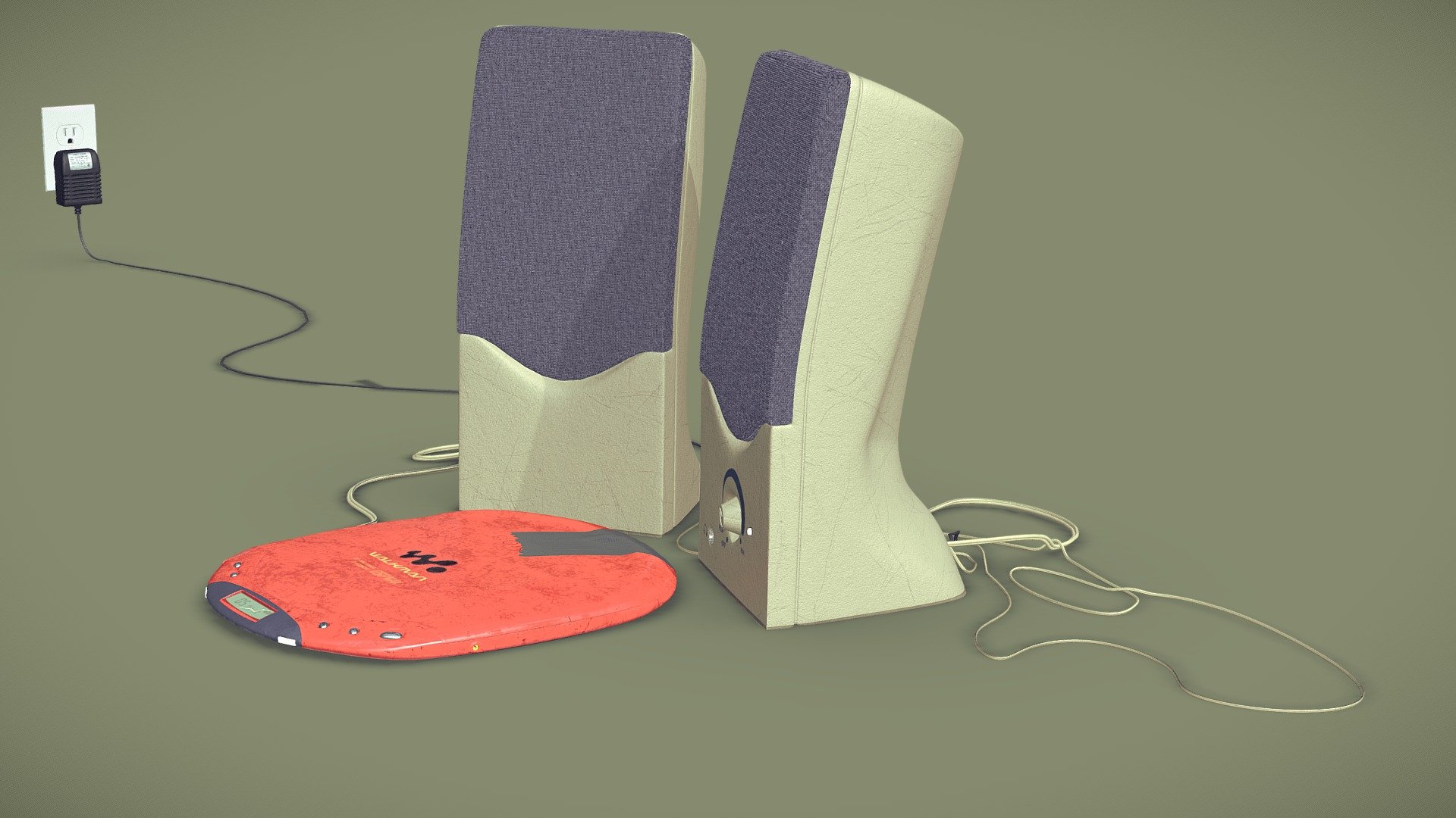 Walkman ESPMAX (CD Walkman) With 90s Speakers 3d model