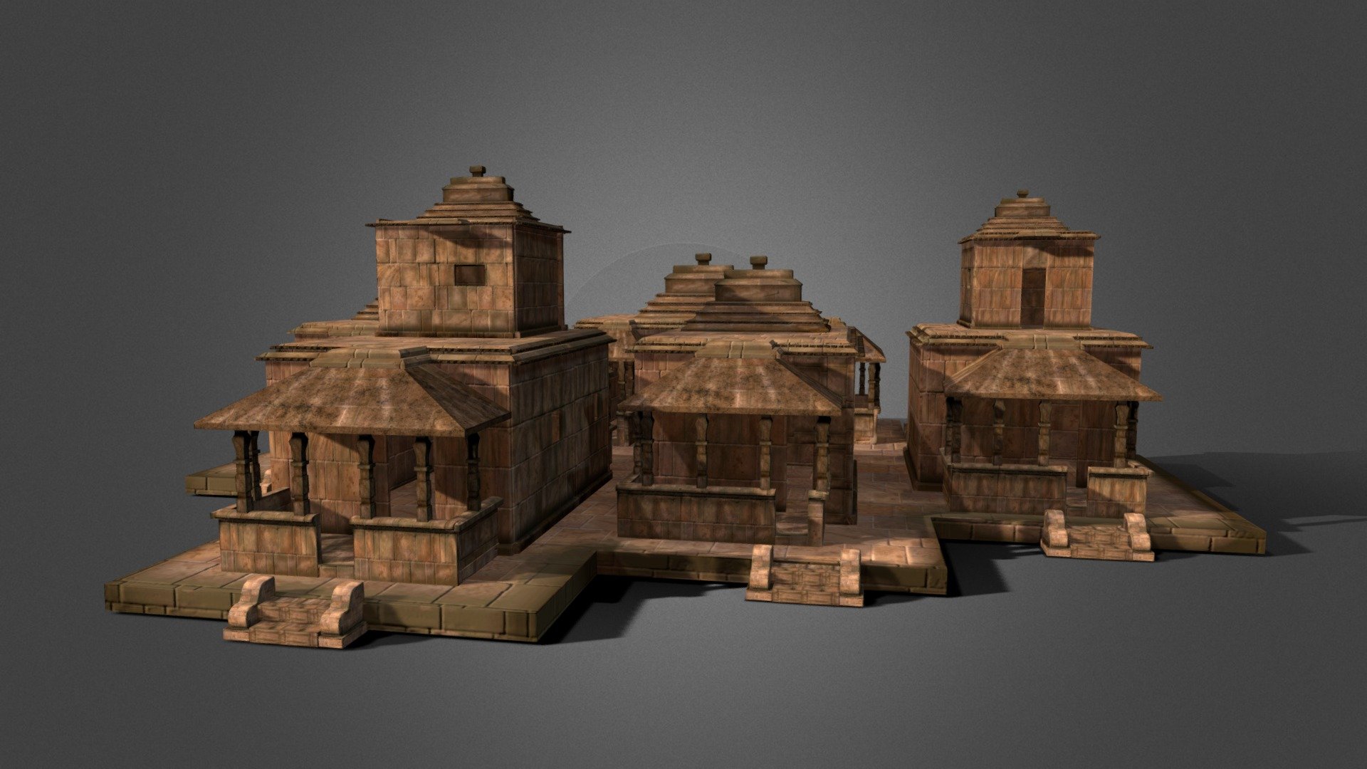 Old Indian Houses 3d model