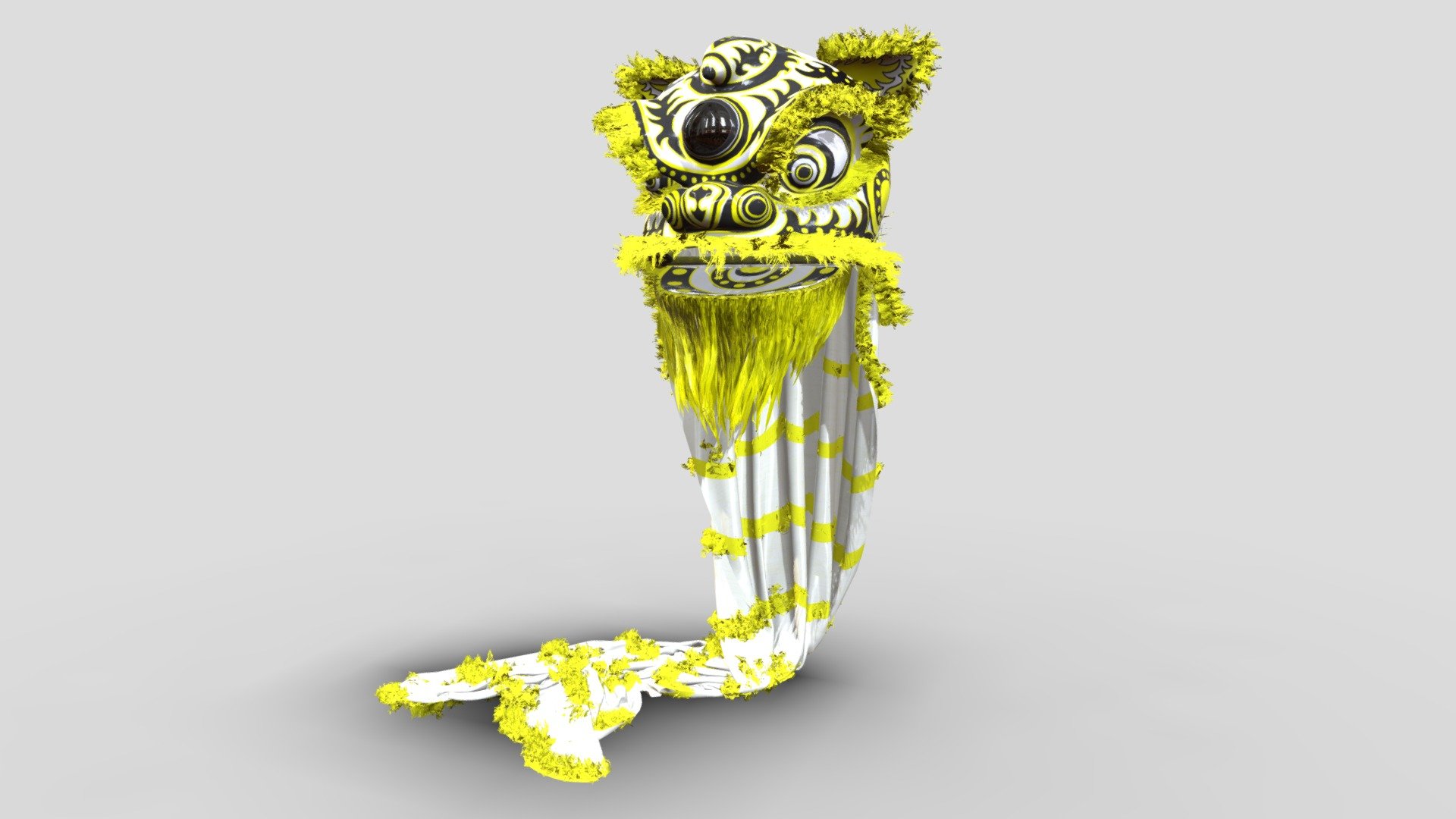 Chinese Lion Dance Lion Head (黃獅) 3d model