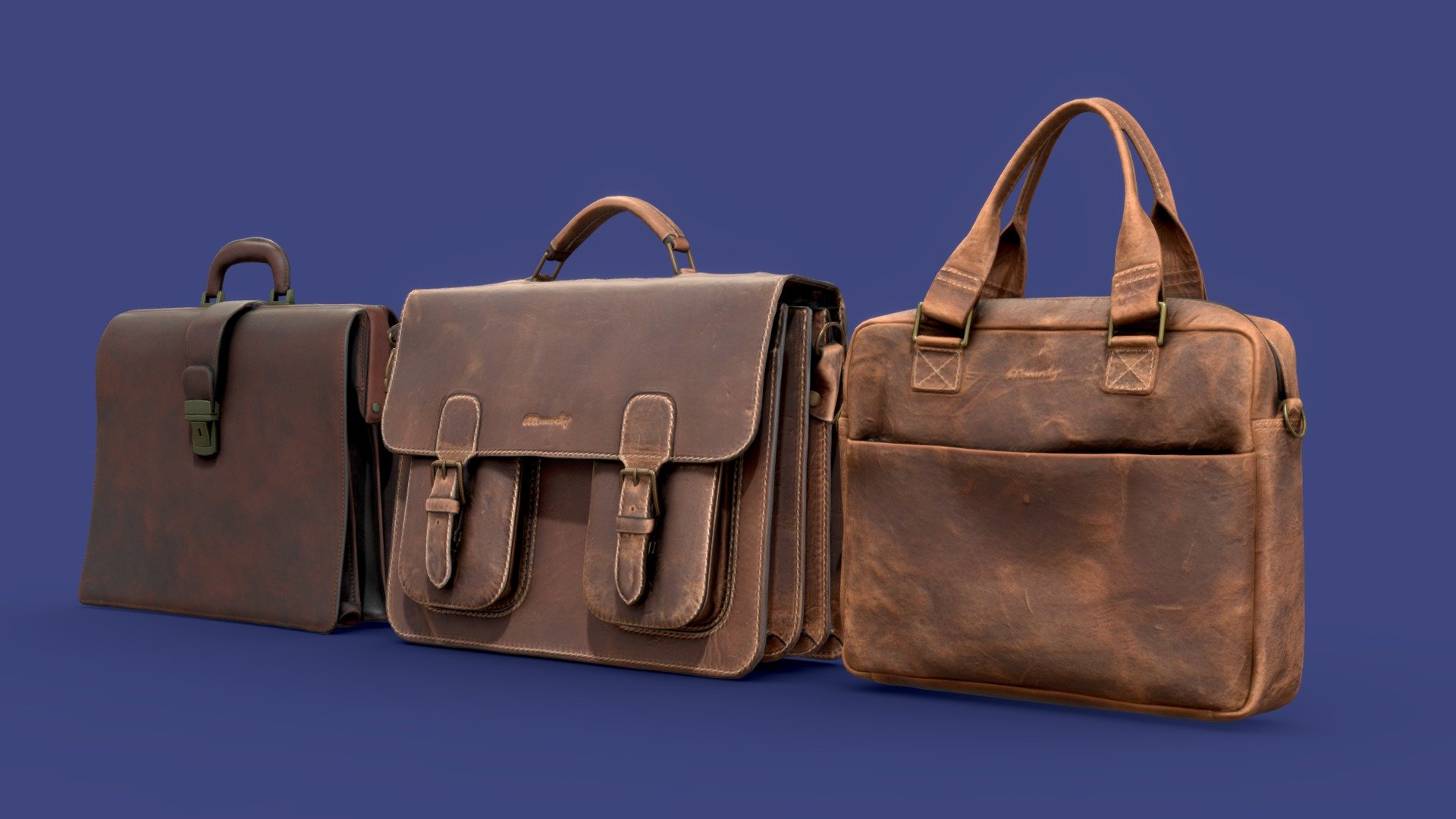 Leather Bag Pack 02 3d model