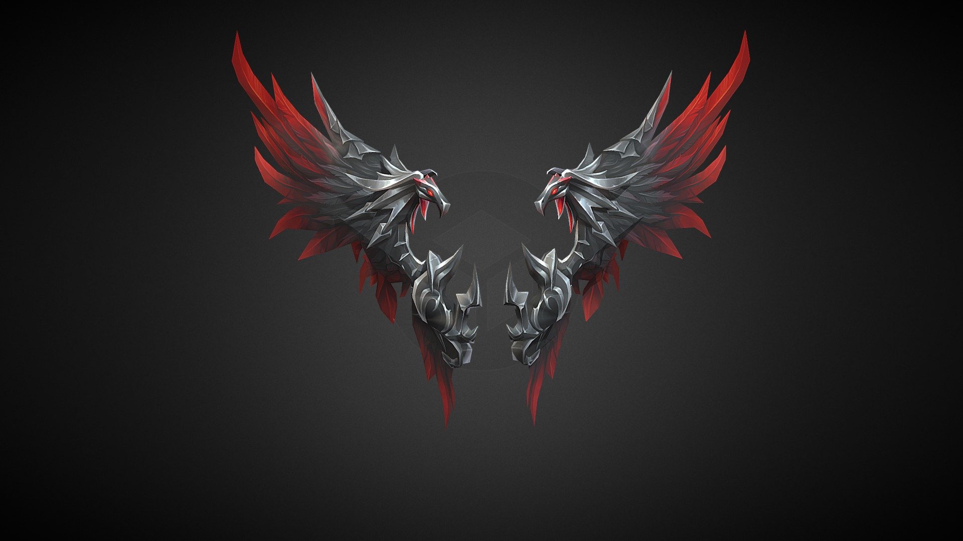 Animated Wing crimson 3d model