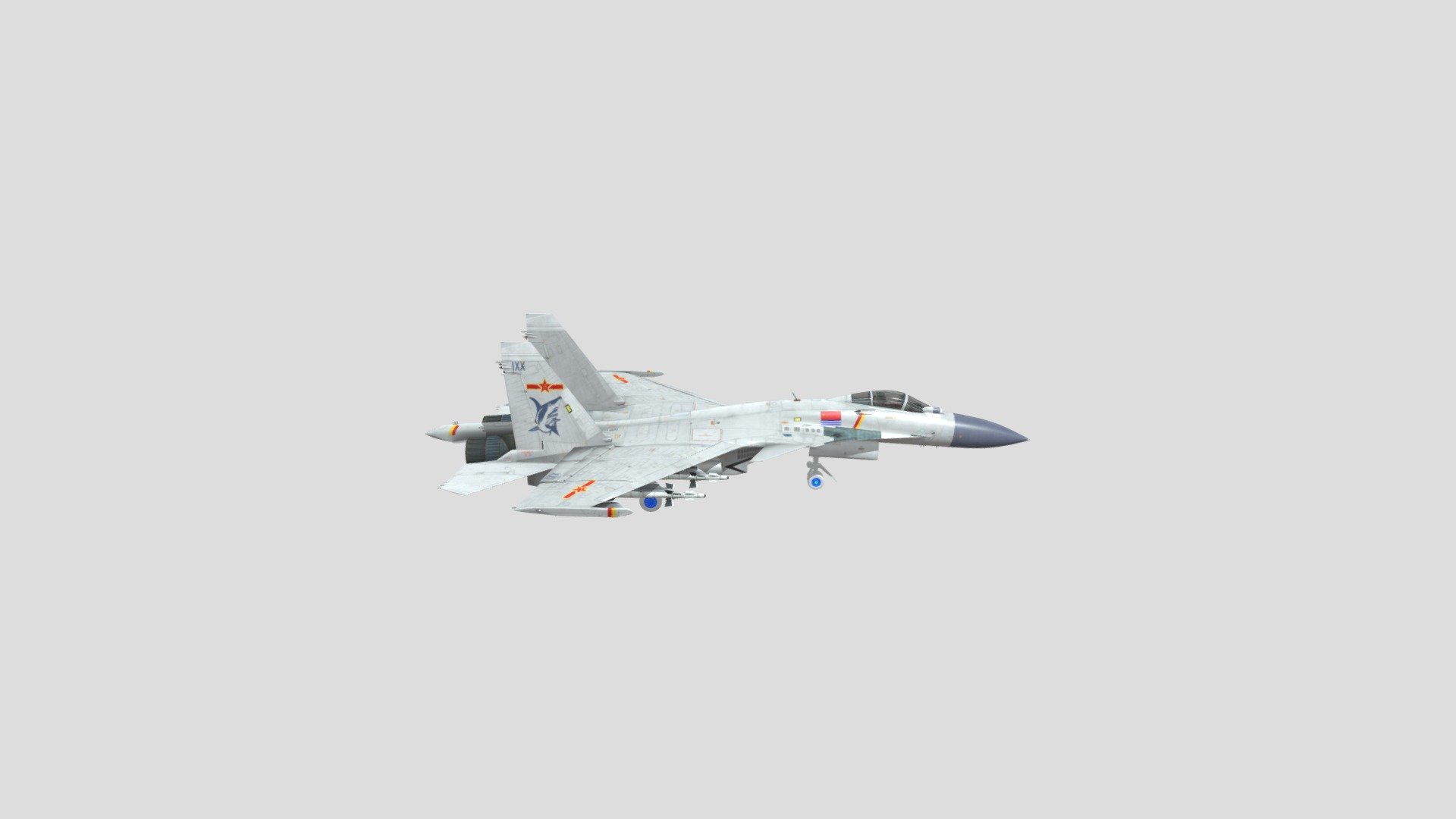 Su-37 Terminator Flanker or PLA J-15 3d model