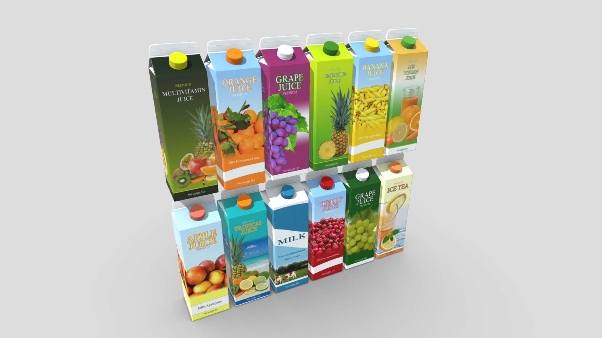 Juice Carton Pack 3 3d model