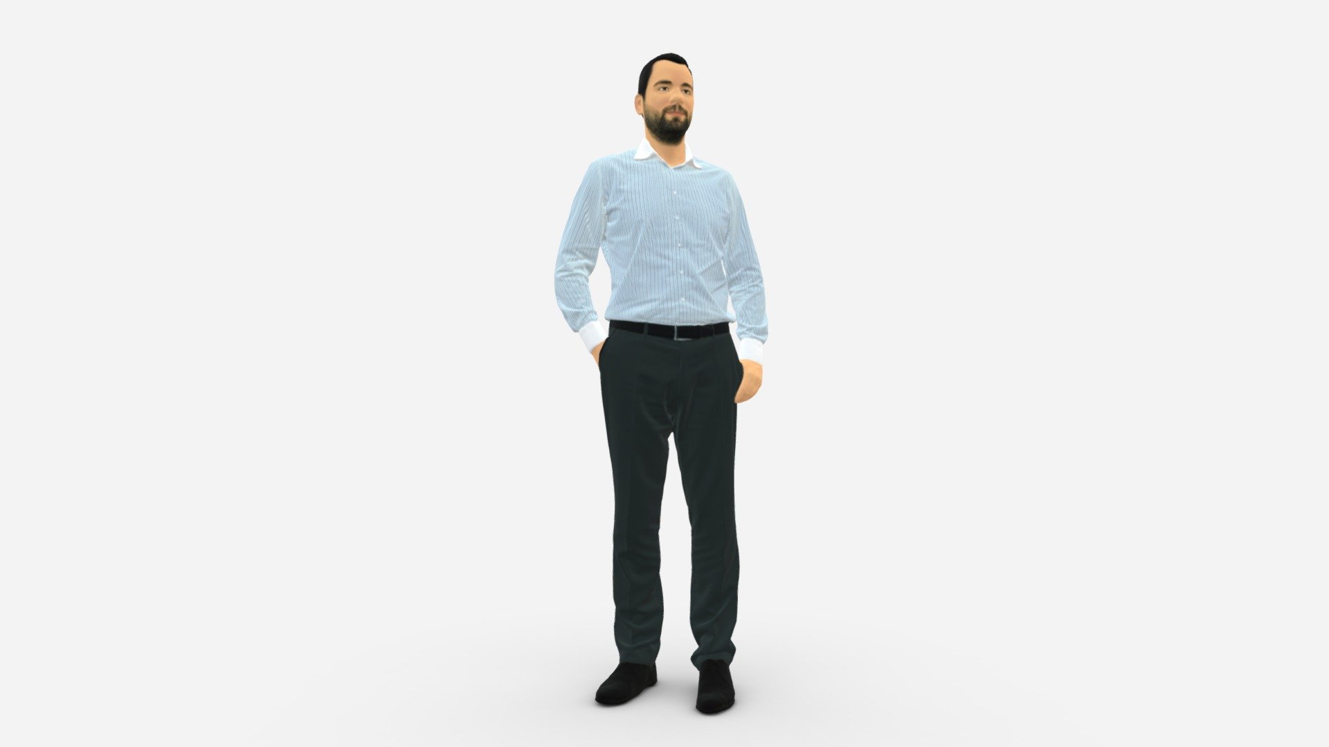 Man in office style hand in pocket 0889 3d model