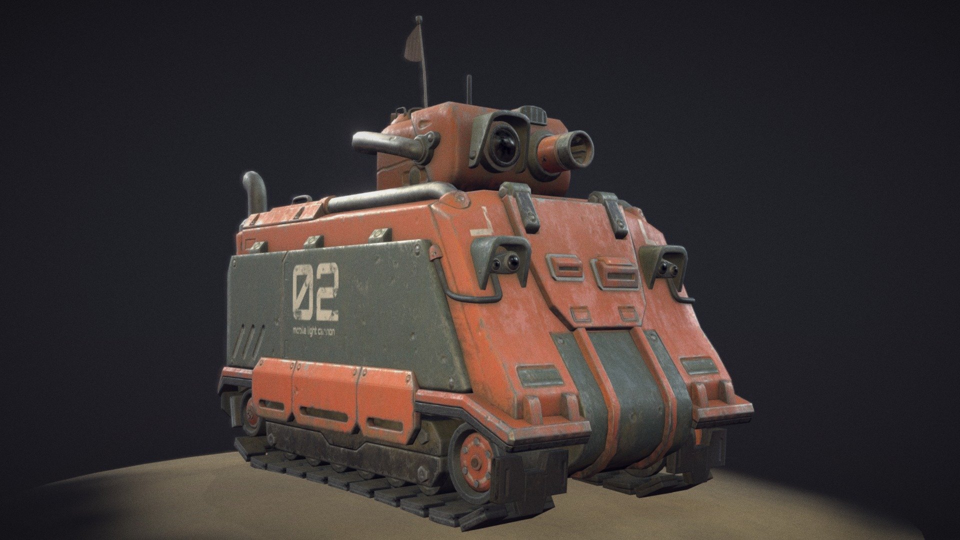 riding stylized tank 3d model