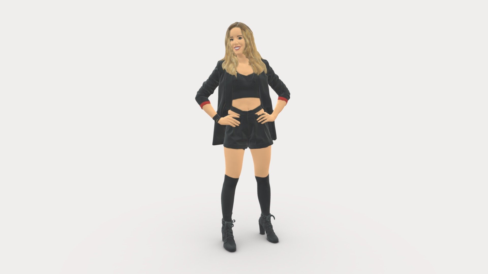 Girl in black mini skirt 0324 3d model