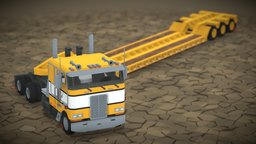 Voxel Peterbilt Truck And Lowboy Trailer