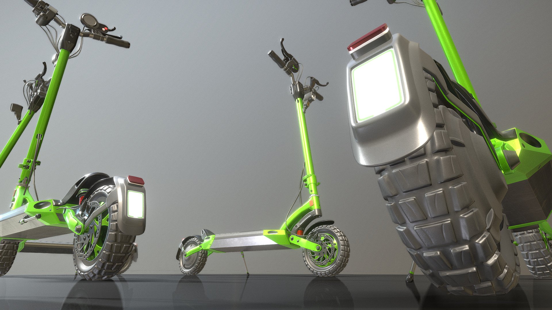 Offroad E-Scooter Green Version 3d model