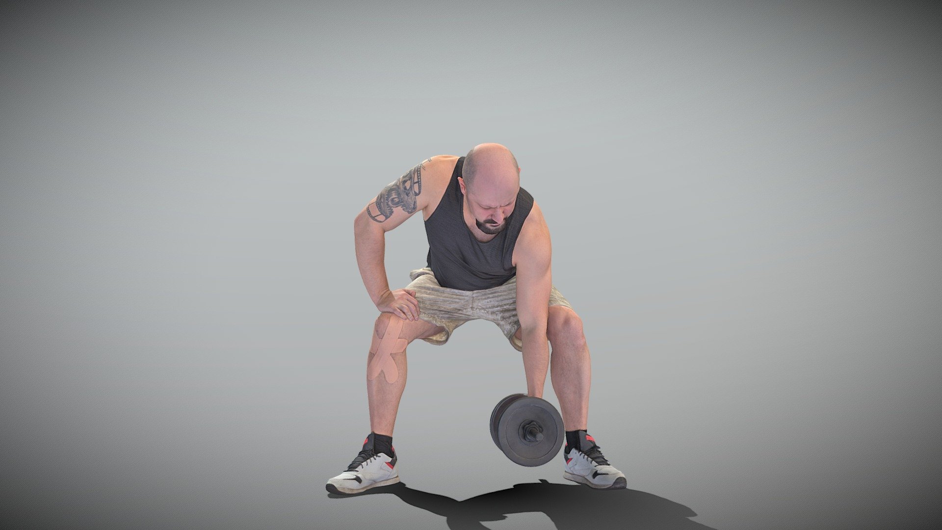 Sporty man training with dumbbell 413 3d model