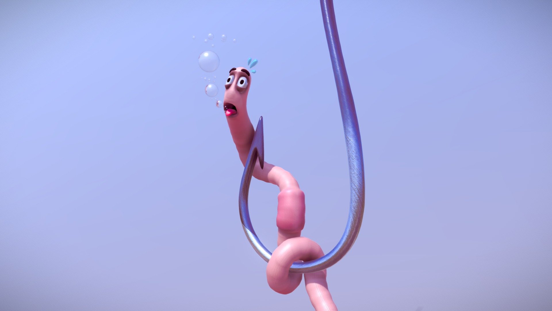 Hooked worm scene 3d model