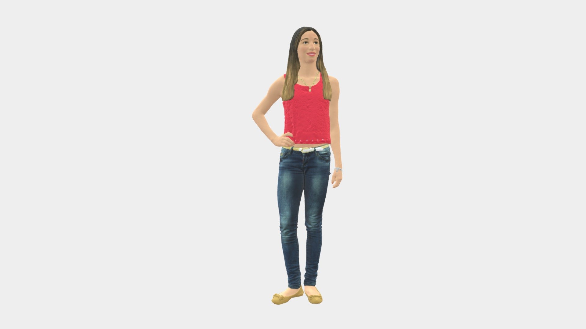 Woman In Pink Blouse Hand On Hip 0813 3d model