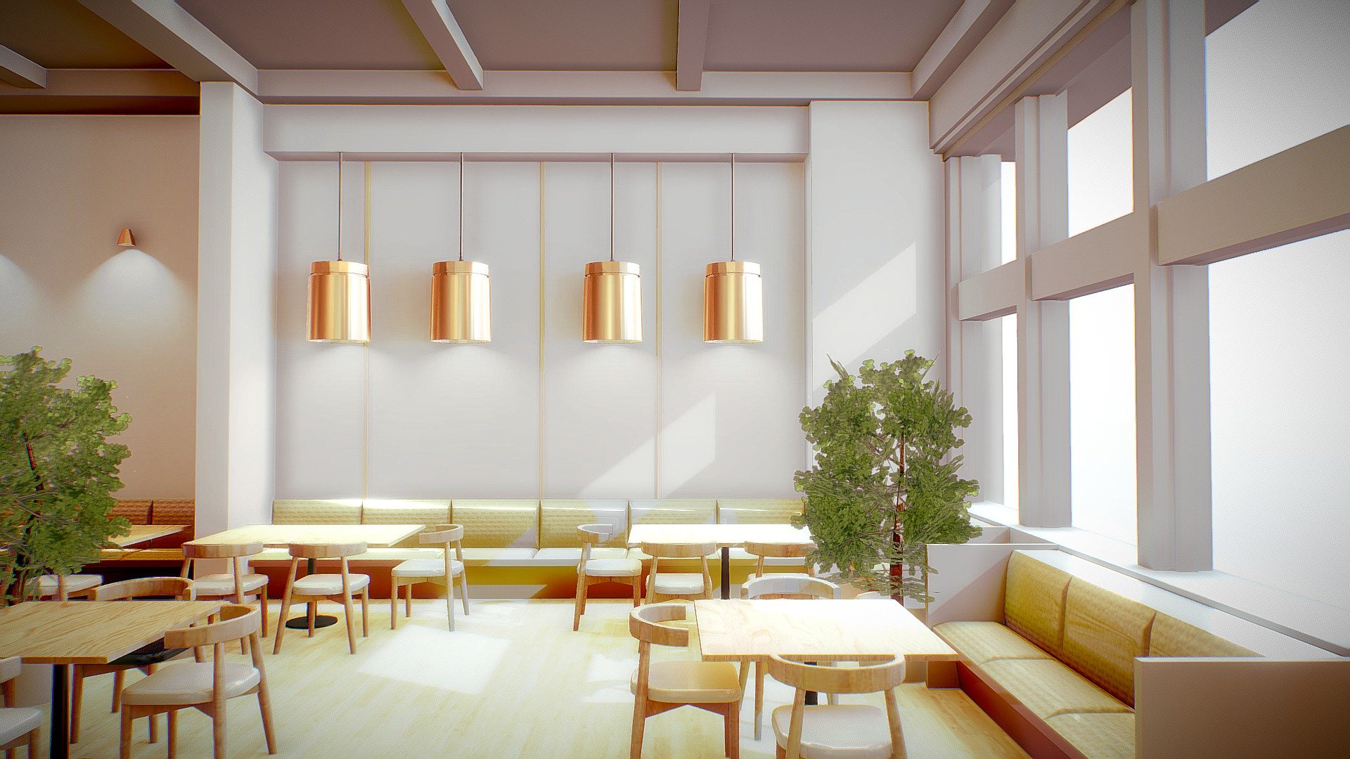 VR Modern Restaurant Scene 3d model