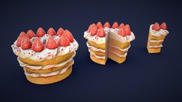 Stylized Strawberry Cake