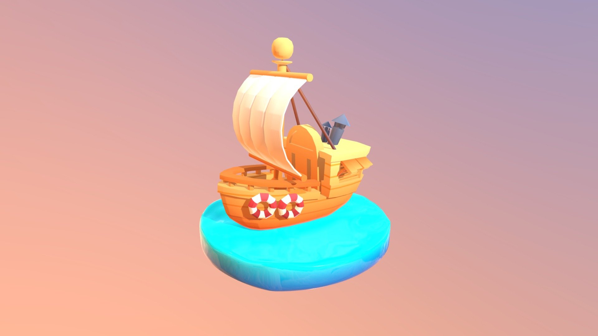 Wooden boat 3d model